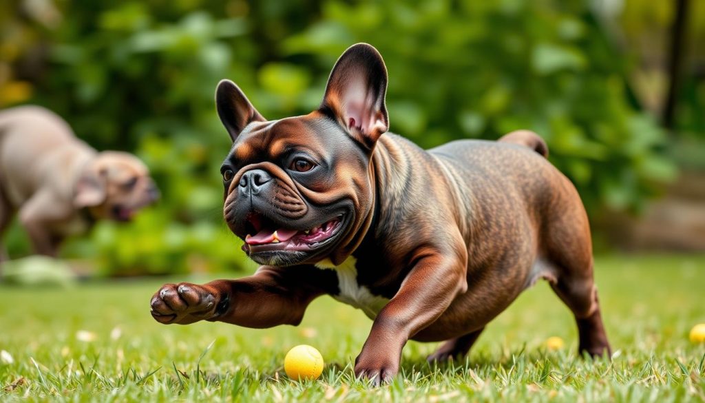 Frenchie ejercitándose