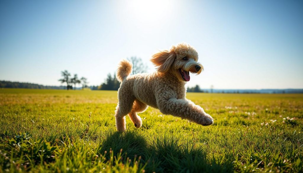 Poodle realizando ejercicio al aire libre